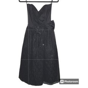 Gunne Sax Jessica McClintock VINTAGE Black Dress XS PROM Sparkles Strapless Bow